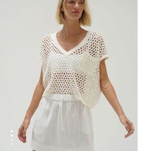 NWOT LNA ISAK V OPEN KNIT TOP IVORY